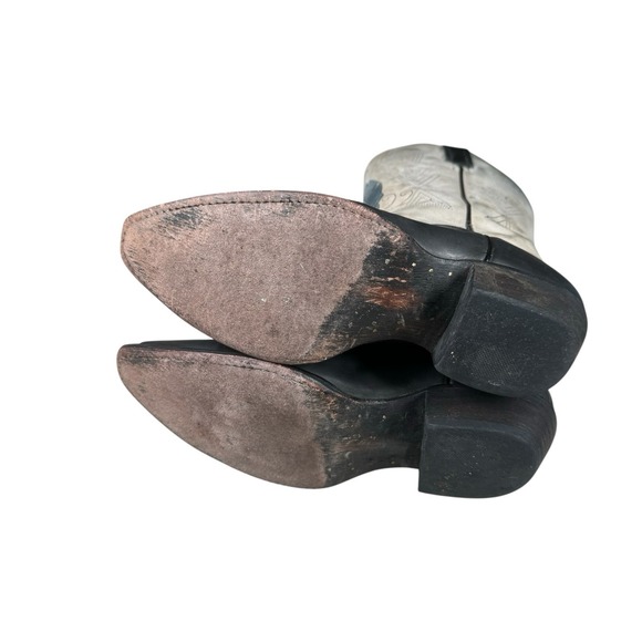 EIGHT SECOND ANGEL AZTEC FEATHER Cowboy Boots Women's Sz 8 Cream/Gray / Black - Picture 12 of 16